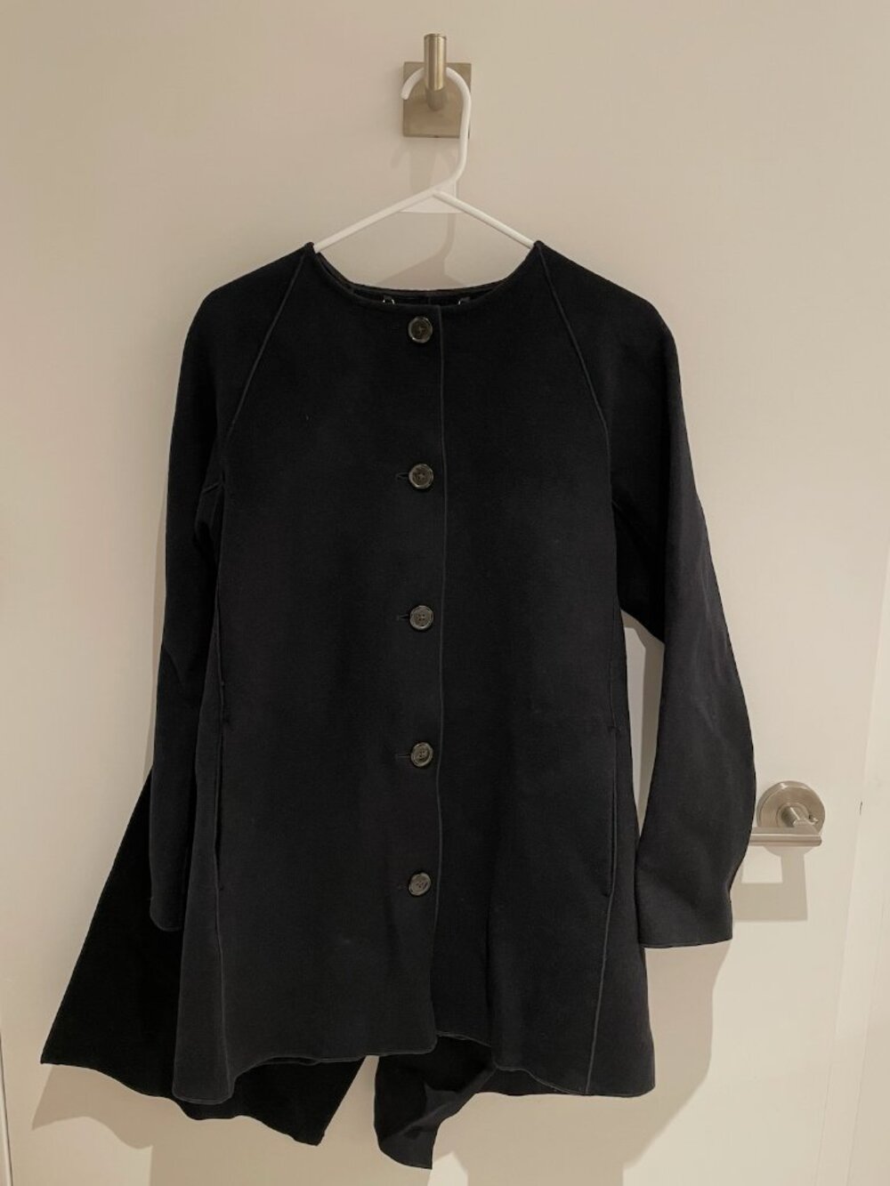 NWOT J. Crew Scarf coat in drapey wool blend Black Size XXS - Picture 5 of 7